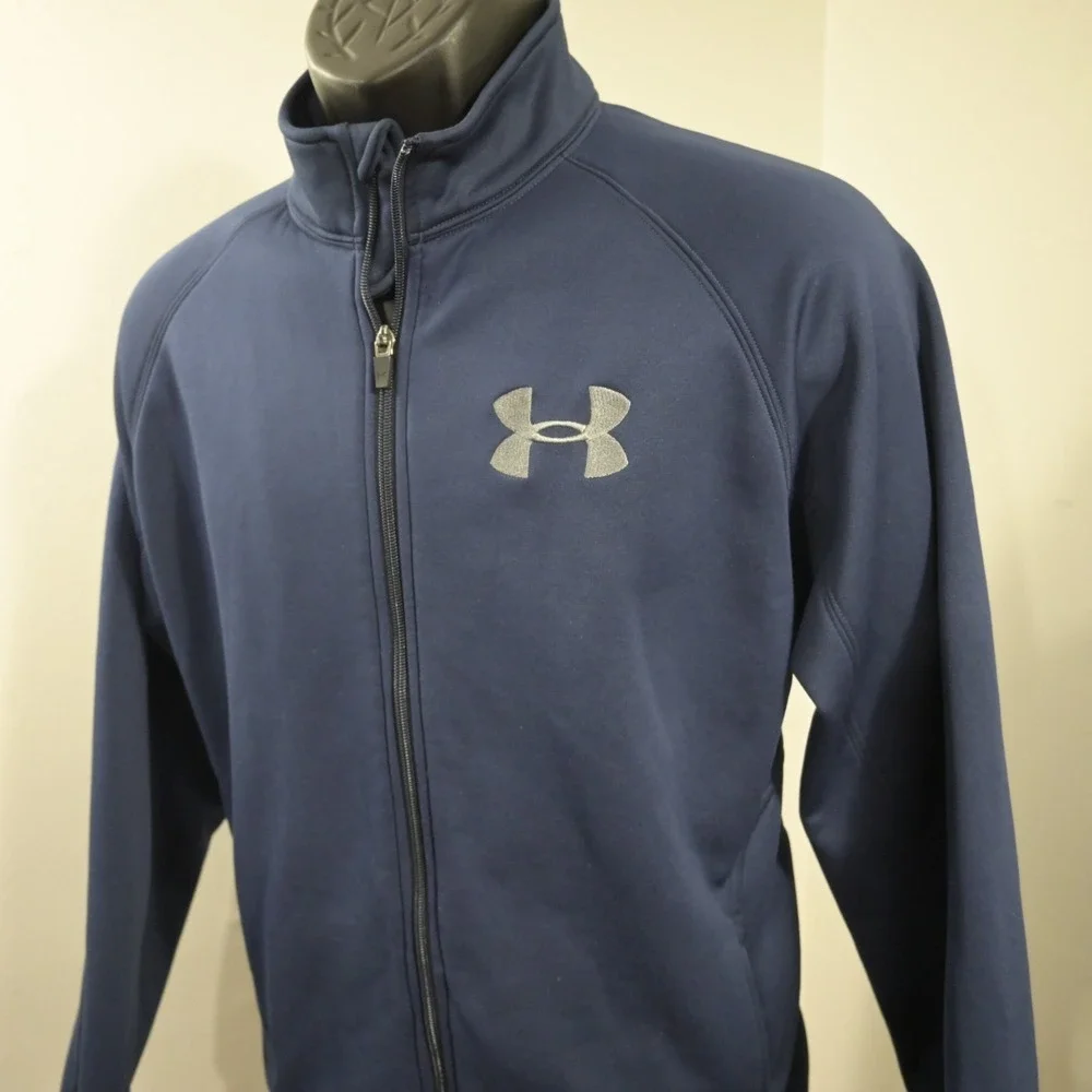 Under Armour Fleece Full Zip Jacket Blue Long Sleeve W/ Pockets Mens Size‎ Small